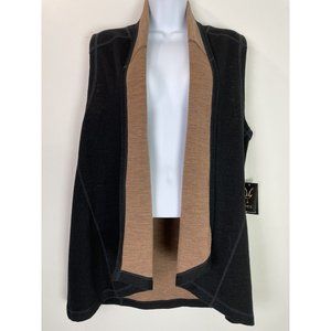 ibex DYAD Shawl Vest Black/Camel Women’s XL Size 16 New! Reversible